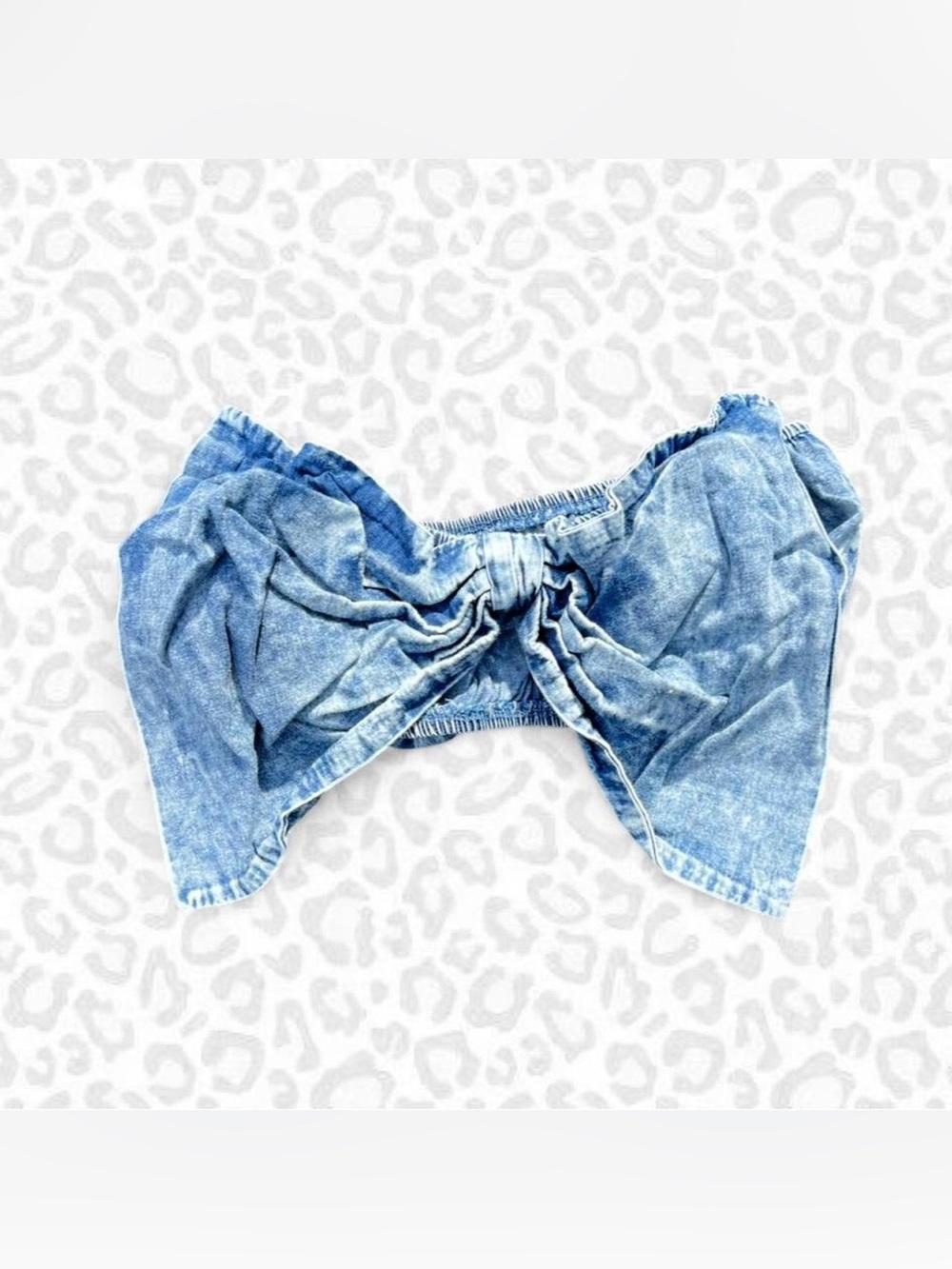 Denim‑Look Stretchy Bow Tube Top L